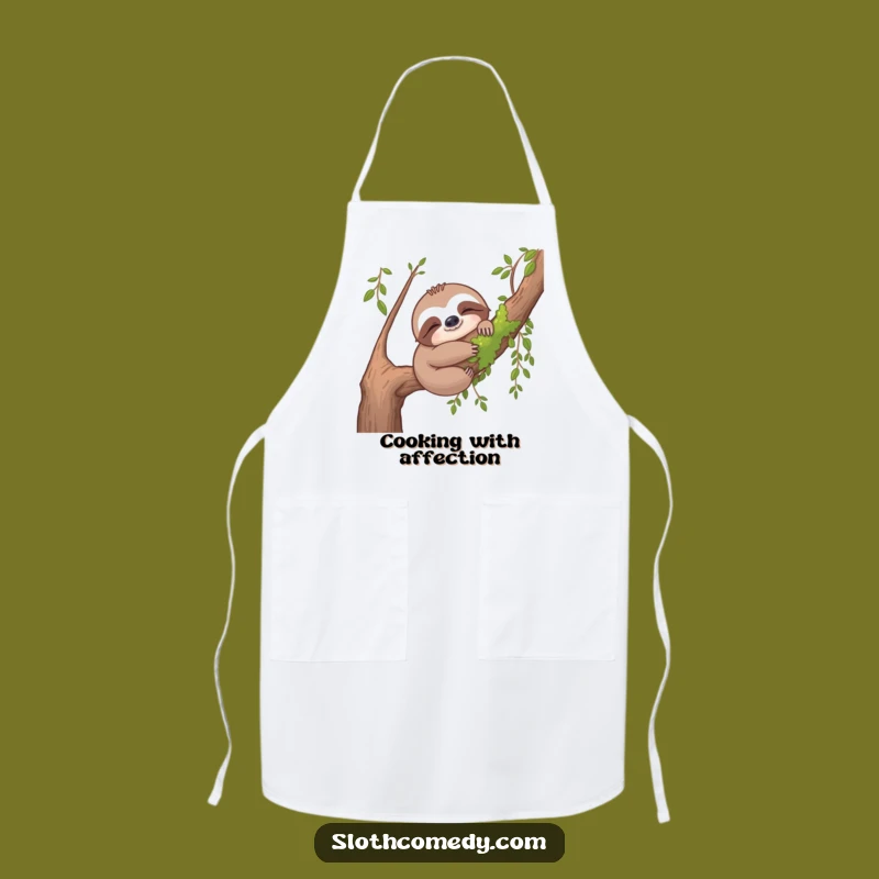 Funny Sloth Apron - Content Mossy Branch Hug Kitchen Gift