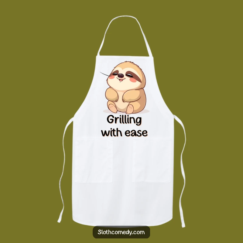 Funny Chubby Sloth Apron: Cook with Calm - Humorous Kitchen Gift