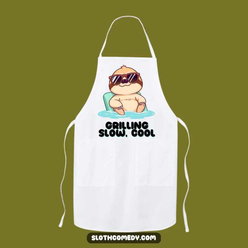Funny Cool Sloth Sunbath Apron: Sunglasses Sloth Gift for Chefs