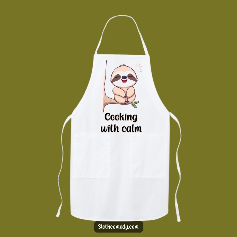 Funny Happy Sloth Sigh Apron: Kitchen Sloth Gift for Relaxed Cooks