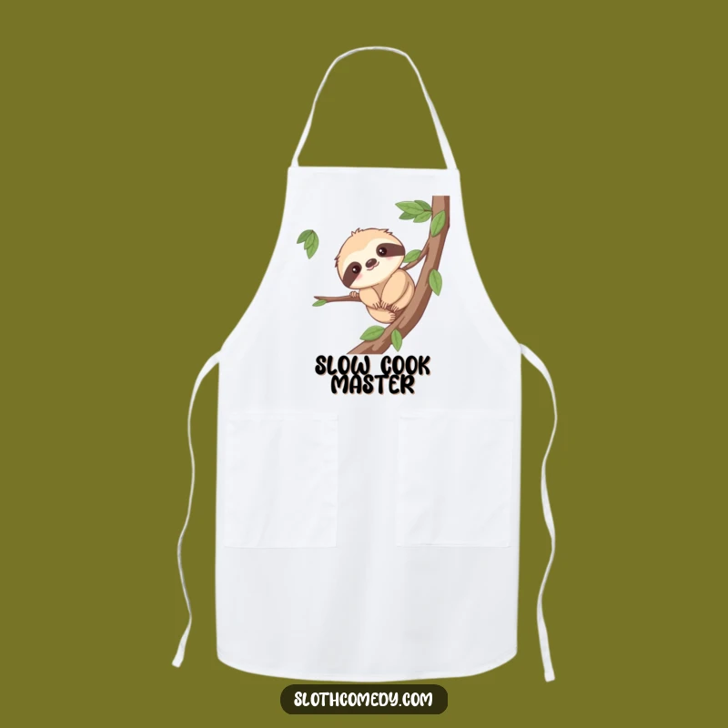 Funny Sloth Effort Apron: Cook with Patience - Humorous Kitchen Gift