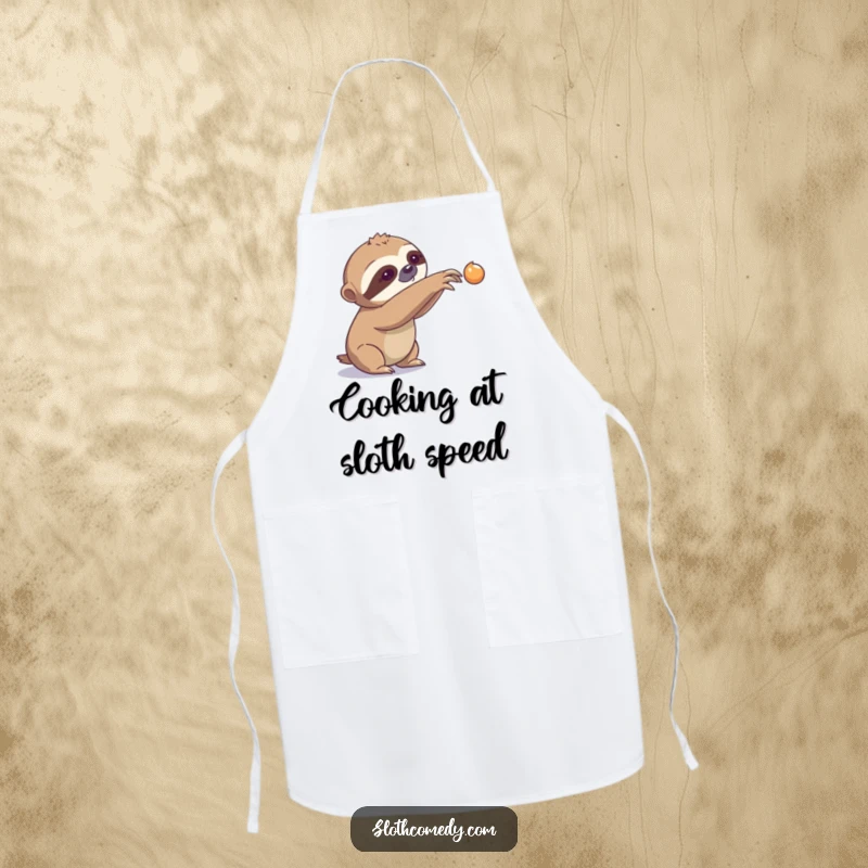 Funny Apron: A sloth is shown slowly extending its claw, a humorous take on kitchen tasks.