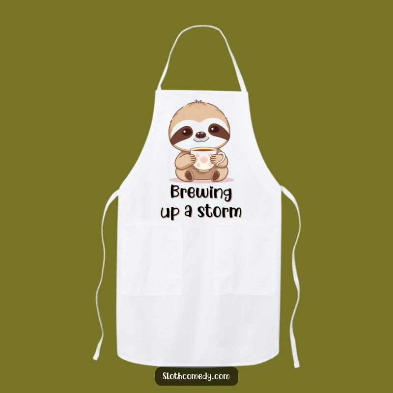 Funny Sloth Tea Time Apron: Serve Up Laughs with Comedic Elegance