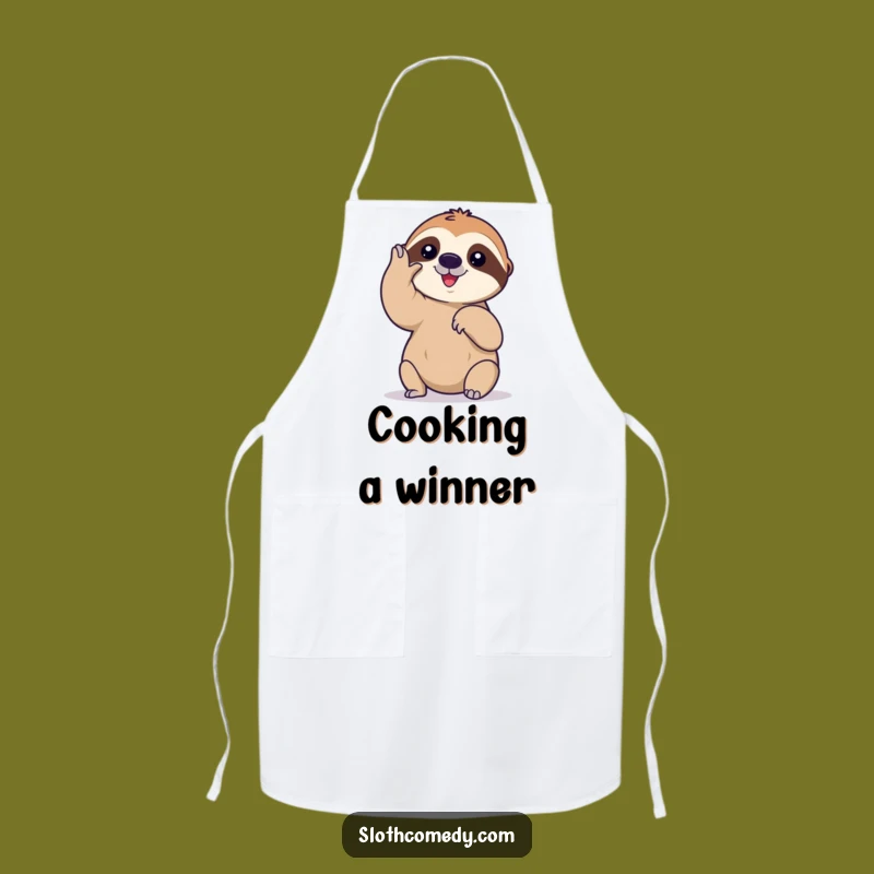 Funny Slow Sloth High Five Apron: Kitchen Sloth Gift for Patient Cooks