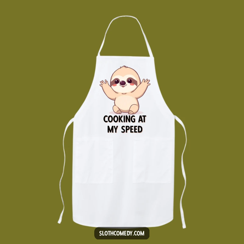 Funny Slow Wave Sloth Apron: Deliberate Kawaii Sloth Kitchen Wear for Humor