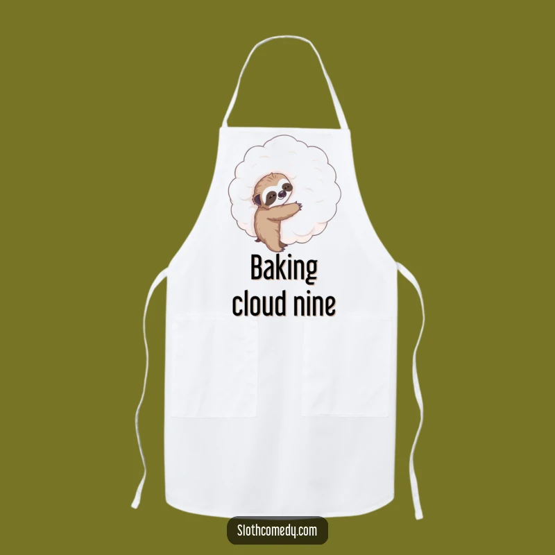 Funny Tiny Sloth Hugging Cloud Apron: Kitchen Sloth Gift for Chefs
