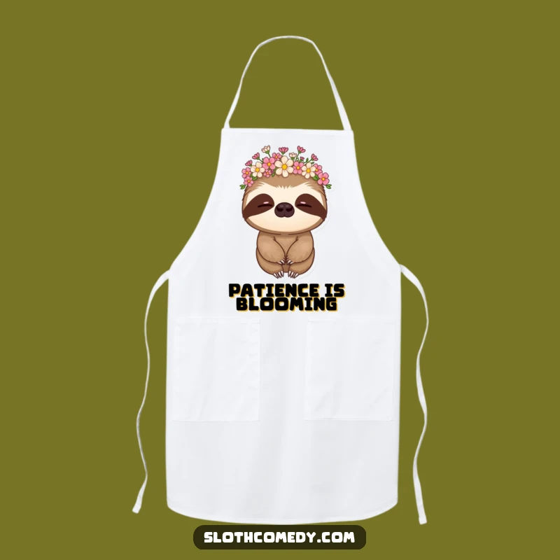 Funny Sloth Flower Crown Apron - Whimsical & Hilarious Kitchen Accessory