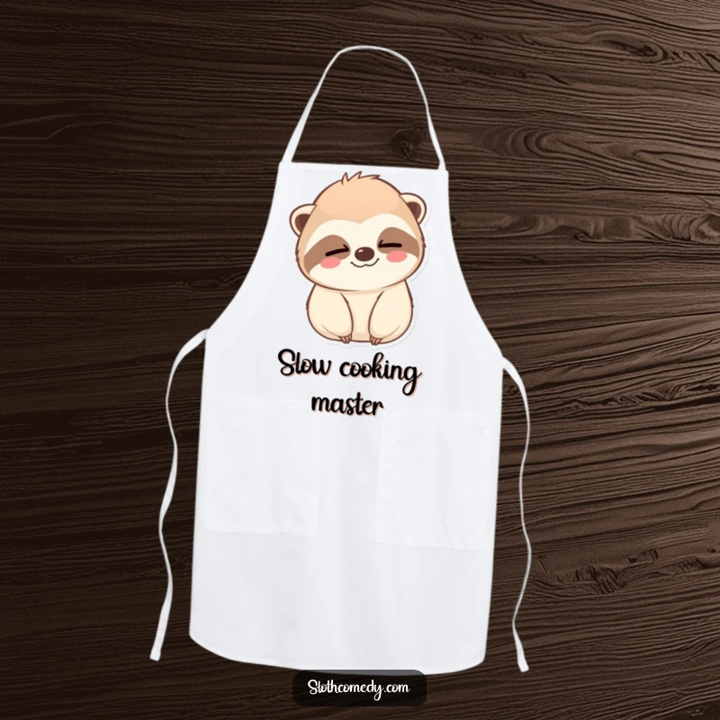 Funny Apron: A kawaii sloth winks calmly while you cook, adding humor and style to your kitchen, a great funny gift.