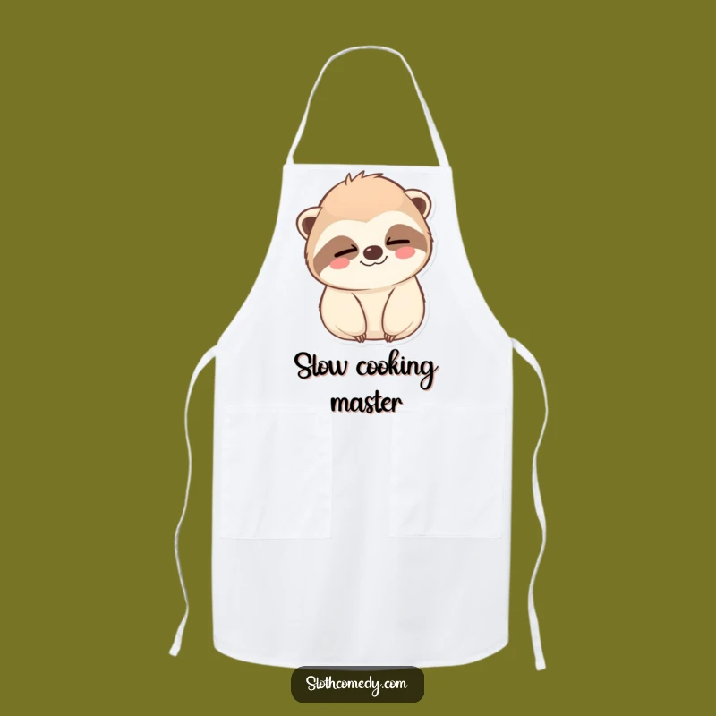 Funny Kawaii Sloth Wink Apron: Cook Calmly, Hilarious Funny Gift!