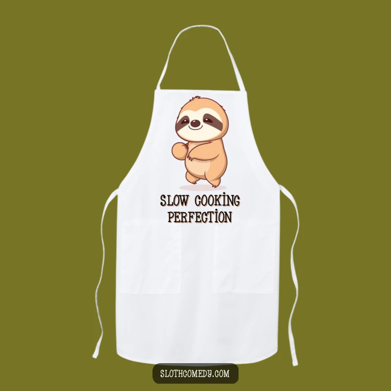 Funny Kawaii Sloth Apron - Chef's Gentle Sway for Slow and Steady Cooking