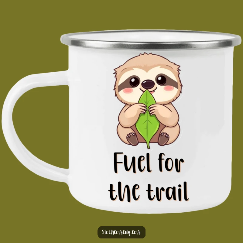 Funny Focused Sloth Leaf Camping Mug: Intense Kawaii Sloth for Humorous Outdoors