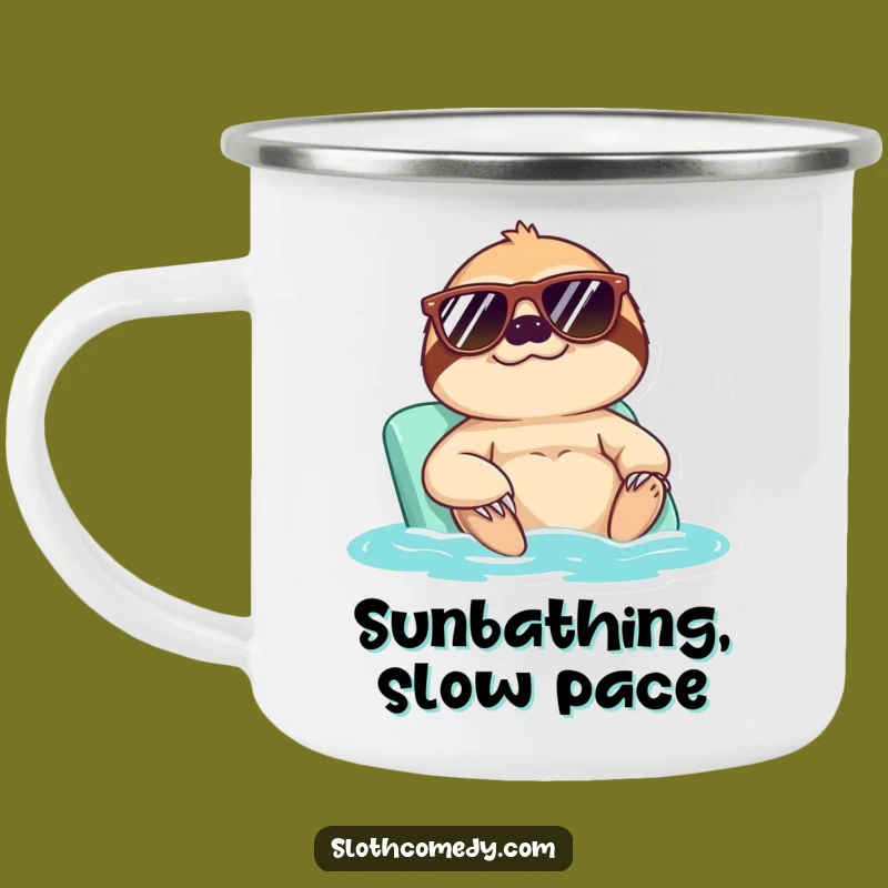 Funny Cool Sloth Sunbath Camping Mug: Outdoor Sunglasses Sloth Gift