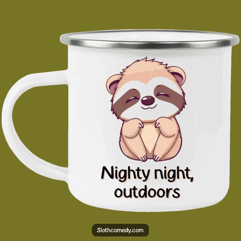 Funny Kawaii Sloth Wink Camping Mug - Sleepy Sloth Enamel Cup, Cute & Hilarious Gift