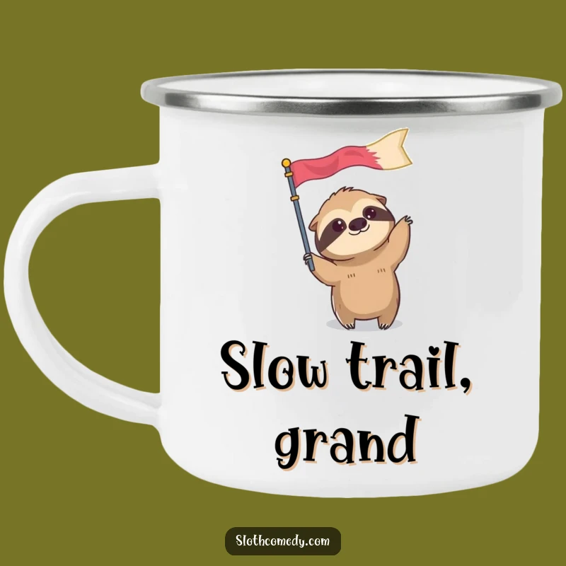 Funny Sloth Flag Camping Mug: Slow Adventures, Perfect Outdoor Funny Gift