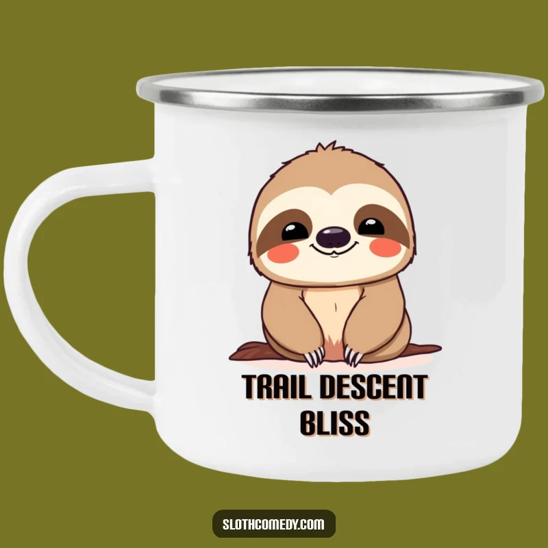 Funny Sloth Slow Descent Enamel Camping Mug - Adventure at Your Own Pace