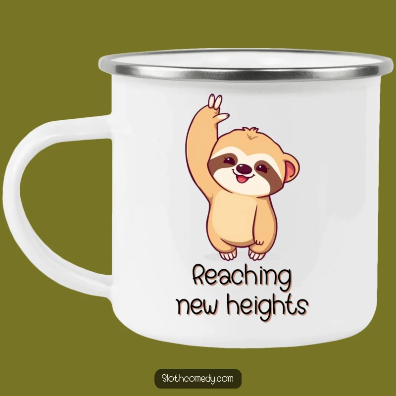 Funny Kawaii Sloth Camping Mug - Dramatic Stretch Enamel Cup, Hilarious Outdoor Gift