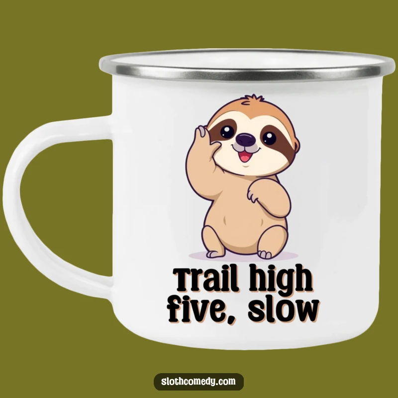 Funny Slow Sloth High Five Camping Mug: Outdoor Sloth Gift