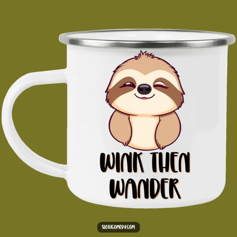 Funny Sloth Wink Camping Mug: Your Comedic Companion for Outdoor Adventures