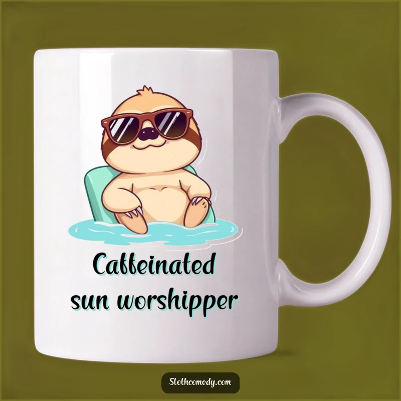 Funny Cool Sloth Sunbath Mug: Sunglasses Sloth Gift for Beach Vibes