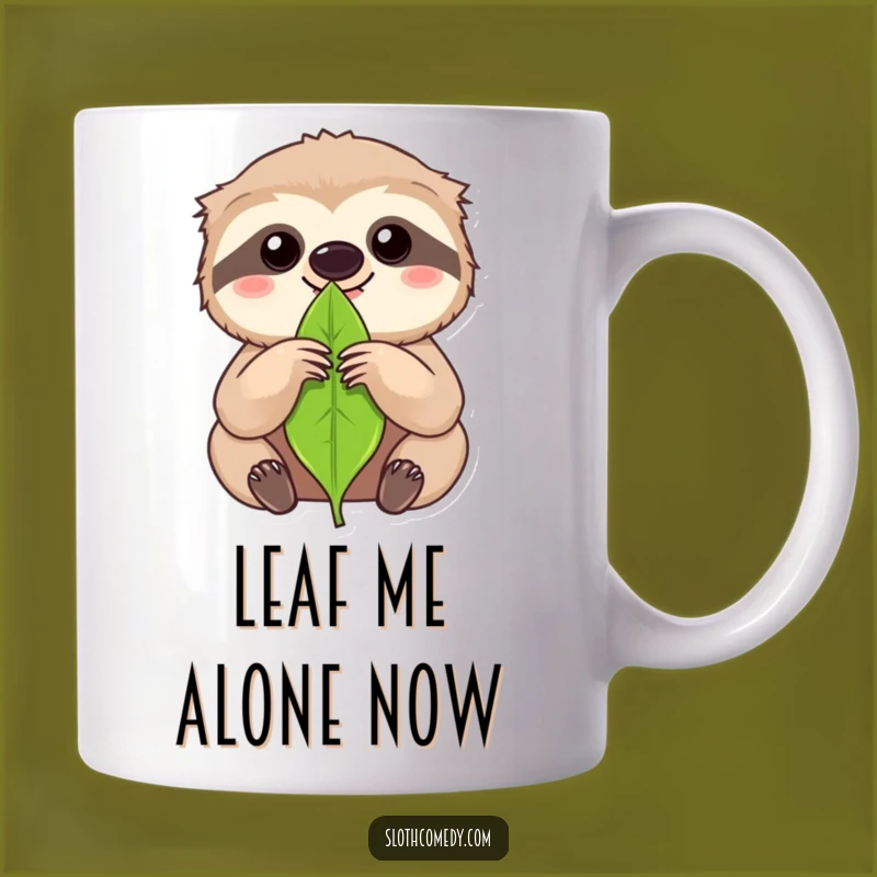 Funny Focused Sloth Leaf Mug: Intense Kawaii Sloth Gift for Deep Thinkers