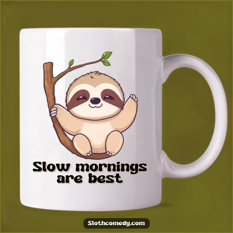 Funny Kawaii Sloth Mug - Slow Smile Hanging Character Gift for Relaxed Mornings
