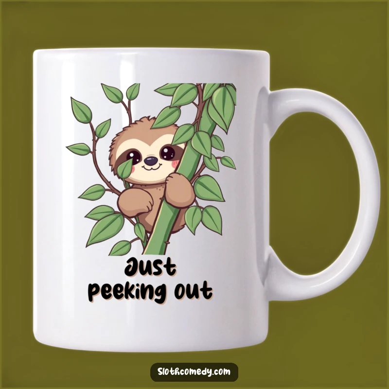 Funny Kawaii Sloth Vine Mug - Peek-a-Boo Humor Gift for Nature Lovers