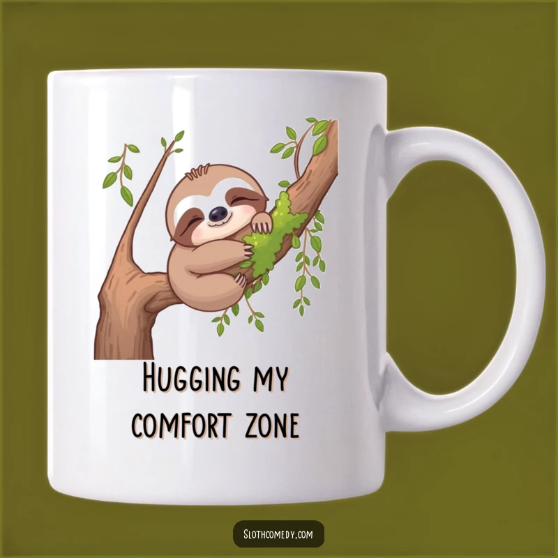 Funny Sloth Hug Mug - Content Mossy Branch Sloth Gift