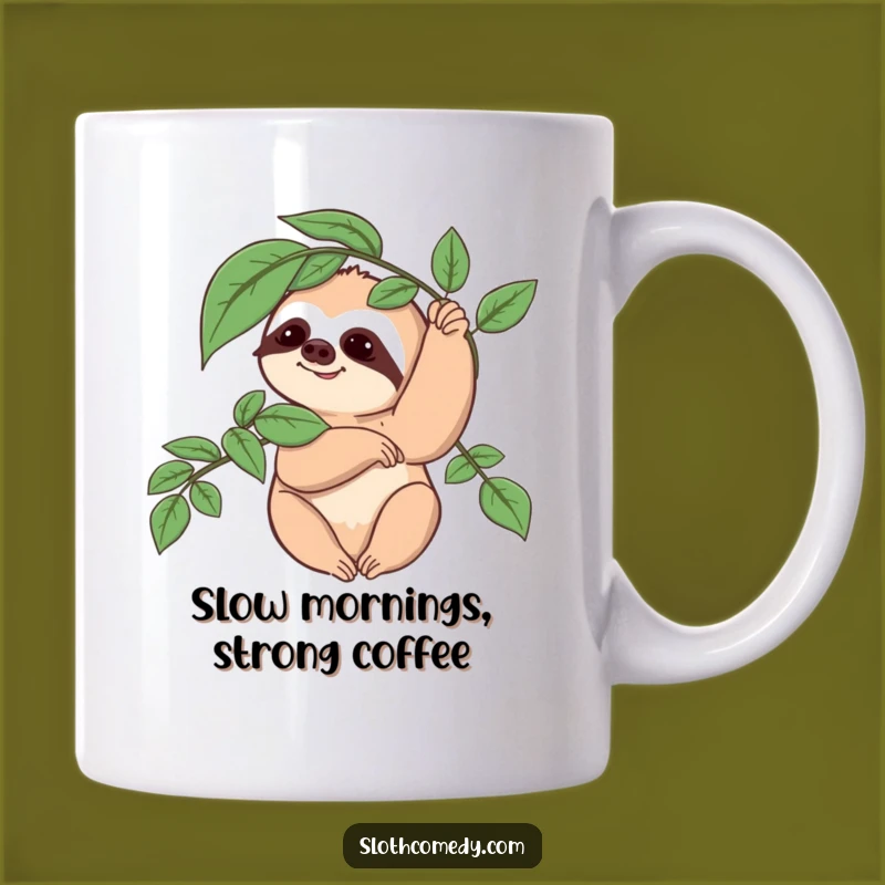 Funny Sloth Mug: Slow Wave, Leafy Greeting, Perfect Funny Gift!