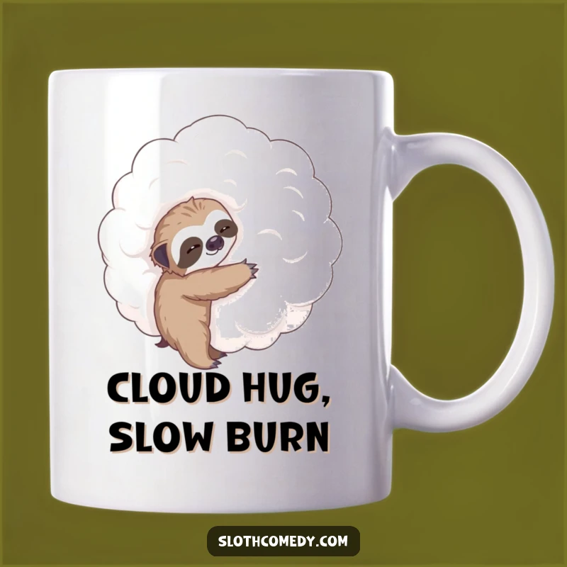 Funny Tiny Sloth Hugging Cloud Mug: Adorable Sloth Gift for Cloud Lovers