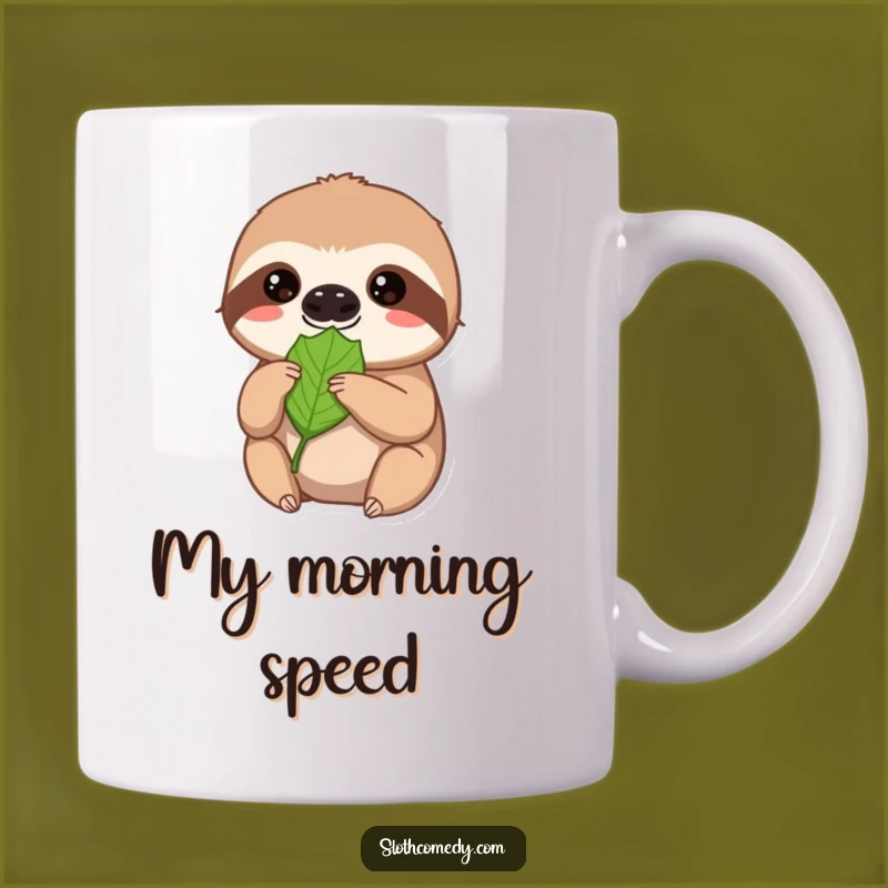 Funny Sloth Mug: Patiently Offering Leaf Gift for Slow & Steady Souls