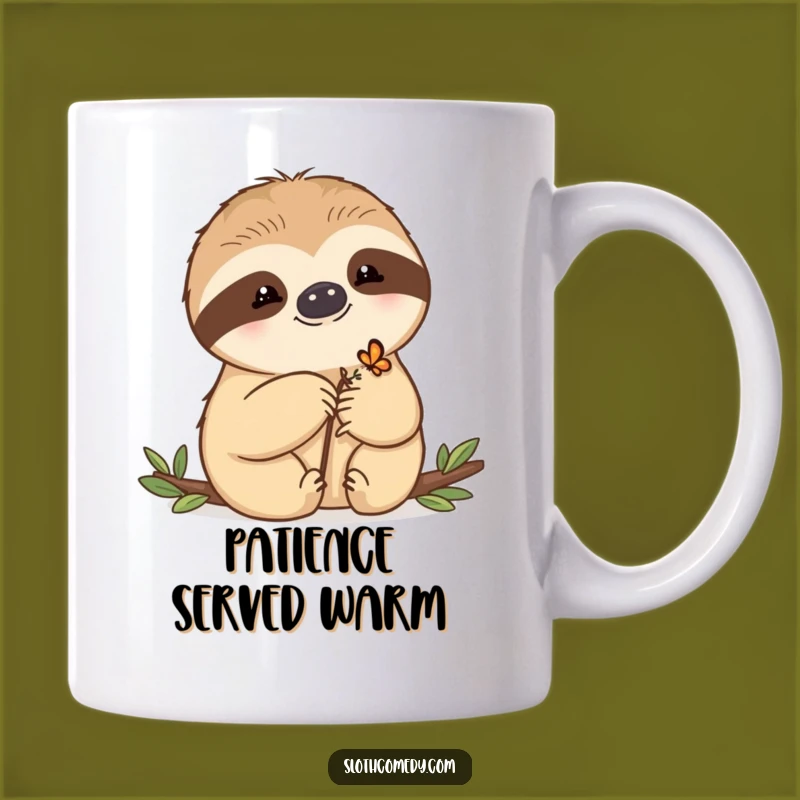 Funny Kawaii Sloth Mug: Butterfly Friend, Gentle Nature Funny Gift
