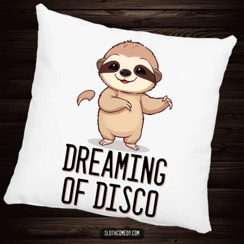 Funny pillow featuring a sloth in a slow dance, perfect for adding humor and comfort to any room.