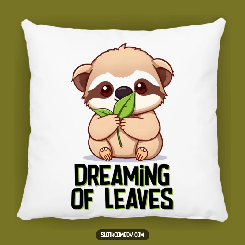 Funny Kawaii Sloth Pillow: Focused Comfort, Leaf Accent, Cute Funny Gift