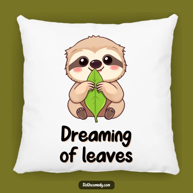 Funny Focused Sloth Leaf Pillow: Intense Kawaii Sloth Cushion for Humorous Support