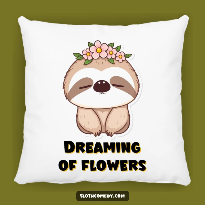 Funny Sleepy Sloth Pillow: Cozy Flower Crown Sloth for Sweet Dreams, a Comforting Funny Gift