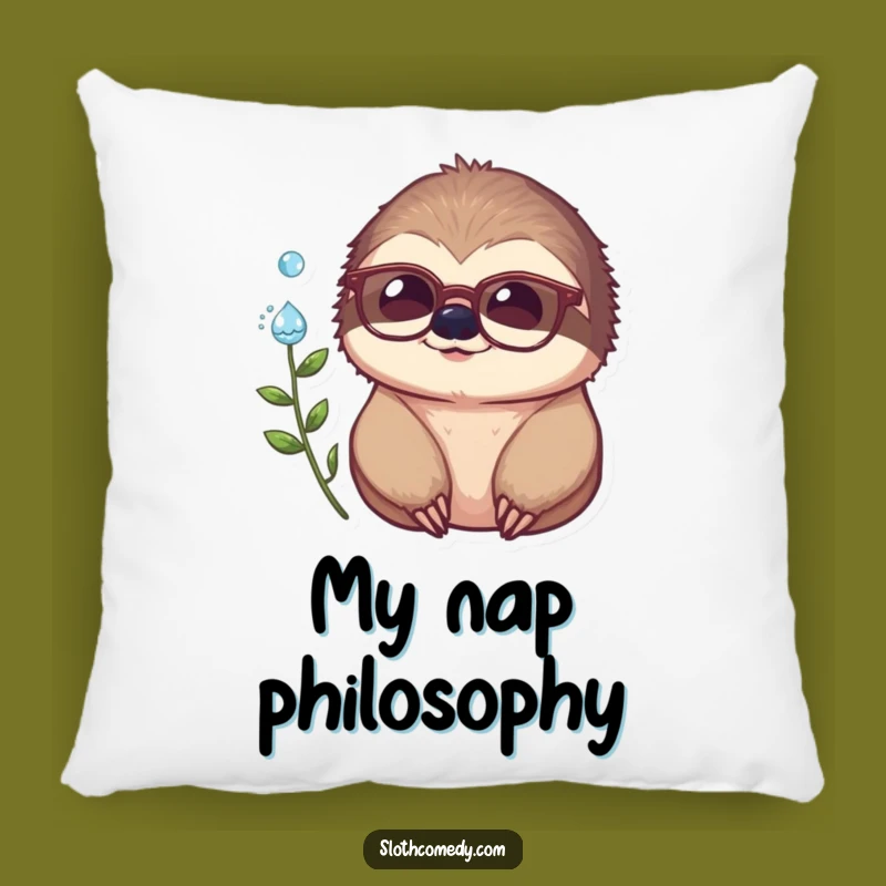 Funny Sloth Pillow: Cozy Contemplation with Spectacles, a Soft and Funny Gift
