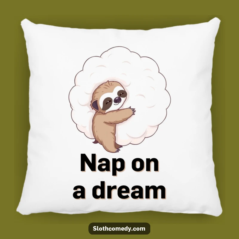 Funny Tiny Sloth Hugging Cloud Pillow: Cozy Sloth Decor Gift Idea