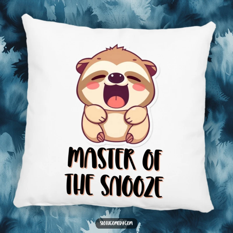 Funny Kawaii Sloth Pillow, showcasing a cute sloth with sleepy eyes in a wide, humorous yawn, perfect for comfort and a touch of silliness.