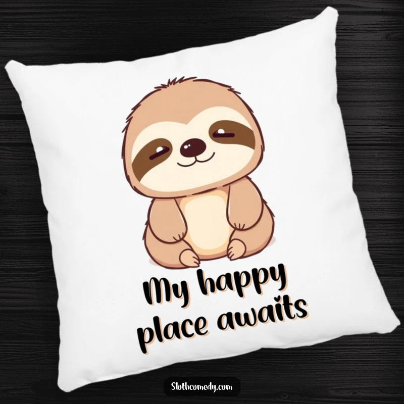 Funny kawaii sloth pillow showcasing a contented sigh, providing humorous comfort and a touch of relaxed charm.