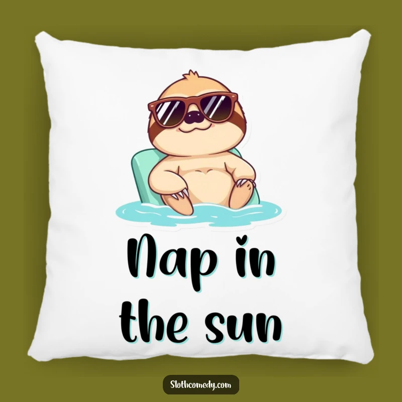Funny Cool Sloth Sunbath Pillow: Cozy Sunglasses Sloth Gift