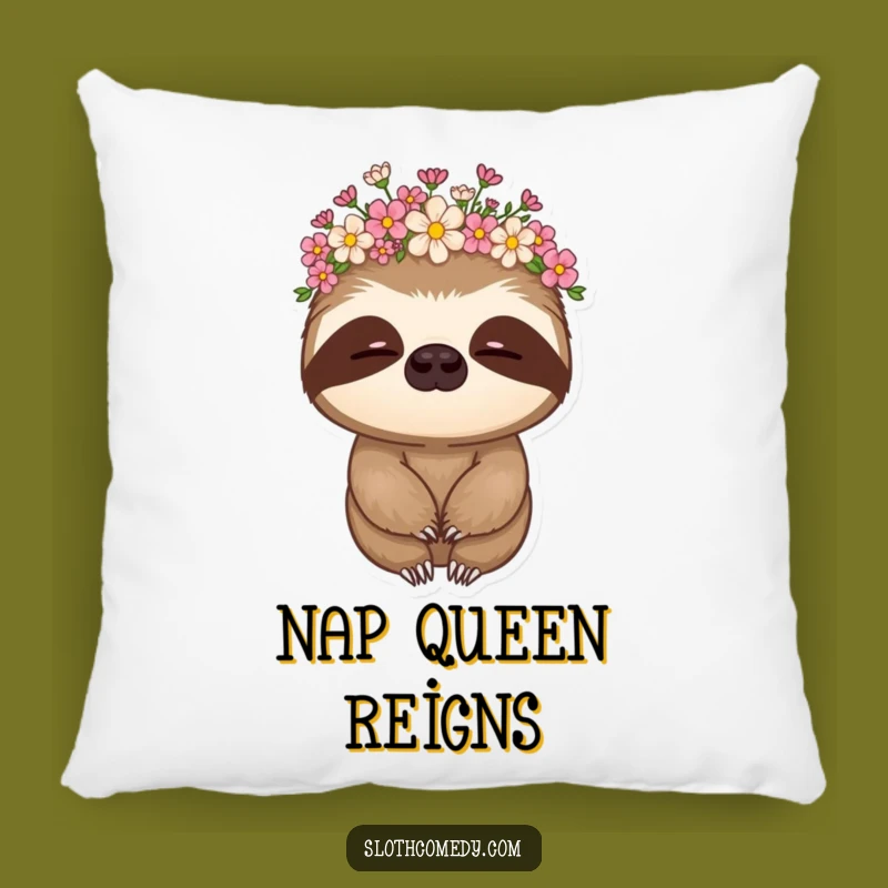 Funny Sloth Flower Crown Pillow - Cozy & Adorable Relaxing Accent