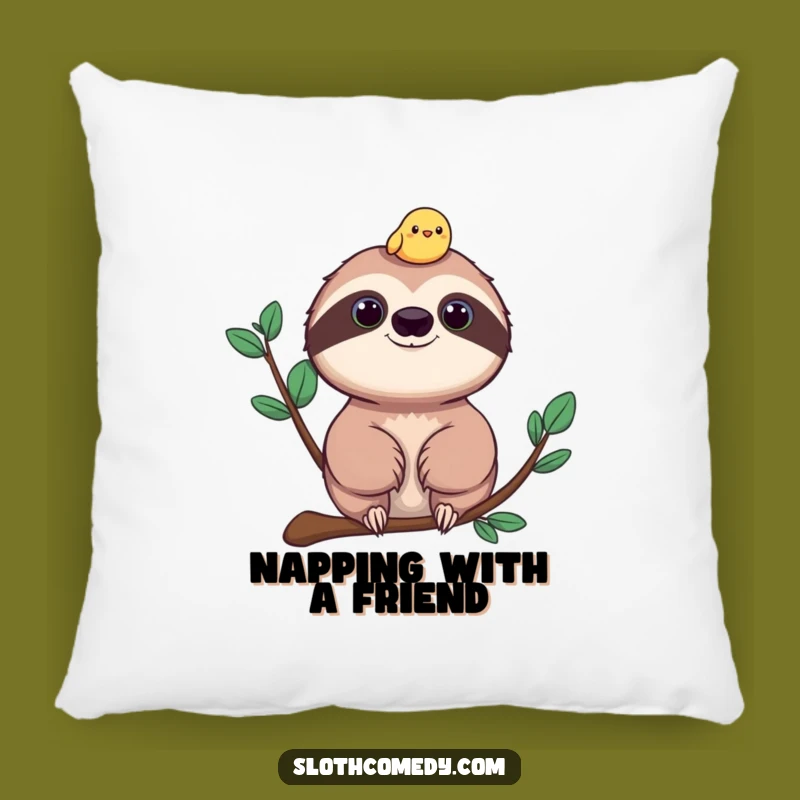 Funny Sloth and Bird Pillow - Cheerful Companion Cushion Gift