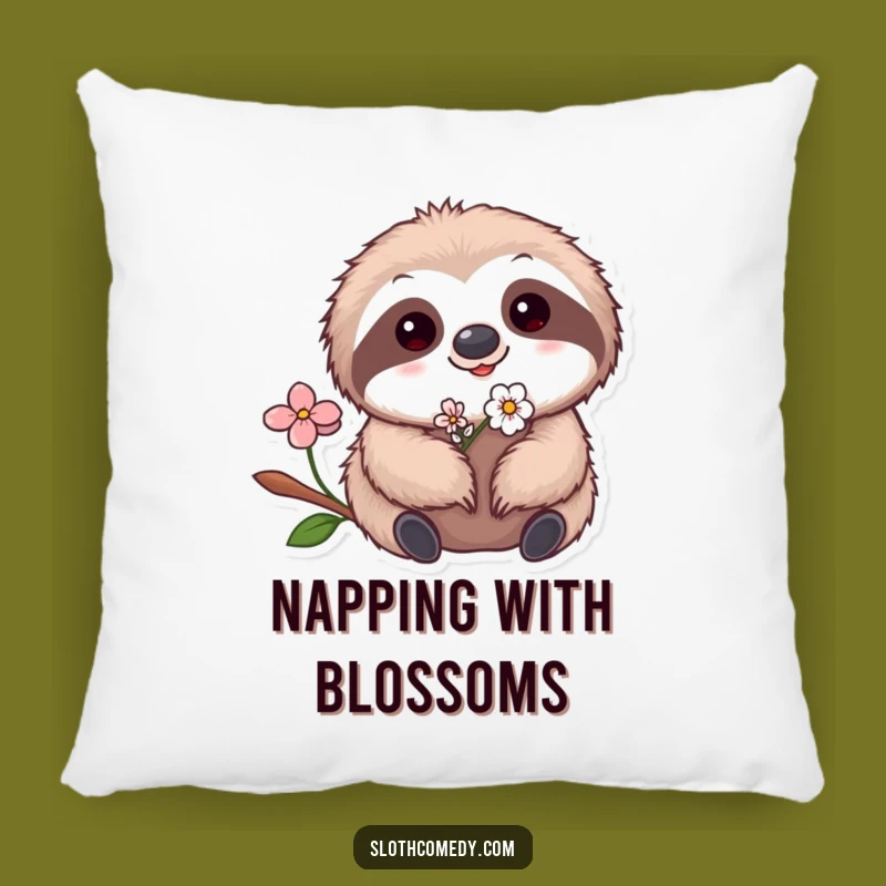 Funny Kawaii Sloth Flower Pillow - Cute Sloth Cushion, Hilarious Gift
