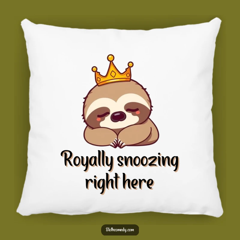 Funny Sloth King Crown Nap Pillow: Hilarious Royal Comfort Gift for Loungers