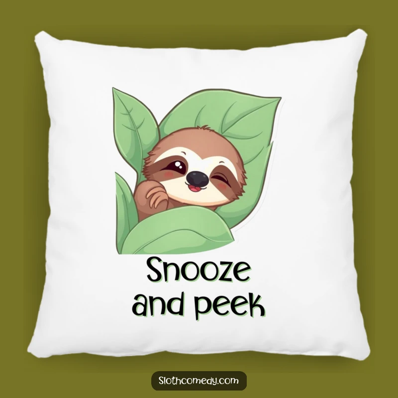 Funny Sloth Pillow: Peek-a-Boo Leaf Comfort, Slow Blink Charm, a Soft Funny Gift