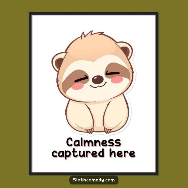Funny Kawaii Sloth Wink Digital Print: Instant Calm, Perfect Funny Gift!
