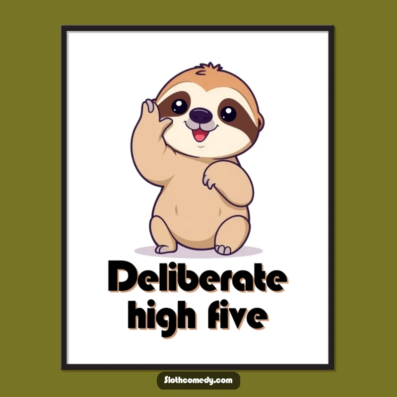 Funny Slow Sloth High Five Digital Print: Instant Patience Art Gift
