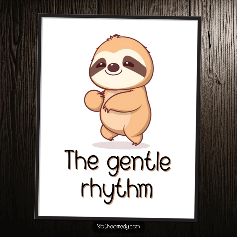 Funny Kawaii Sloth Digital Art: A high-resolution image of a sloth swaying gently, perfect for humorous, tranquil wall art.