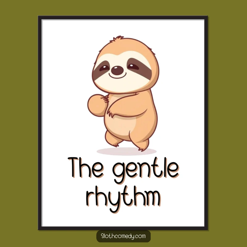 Funny Kawaii Sloth Digital Art - Gentle Sway for INSTANT Calm and Humor Decor