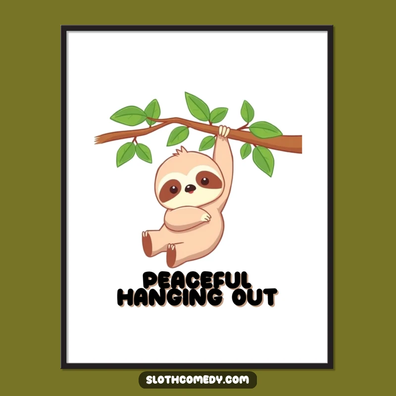 Funny Kawaii Sloth Digital Art - Peaceful Sloth Printable, Instant Funny Gift
